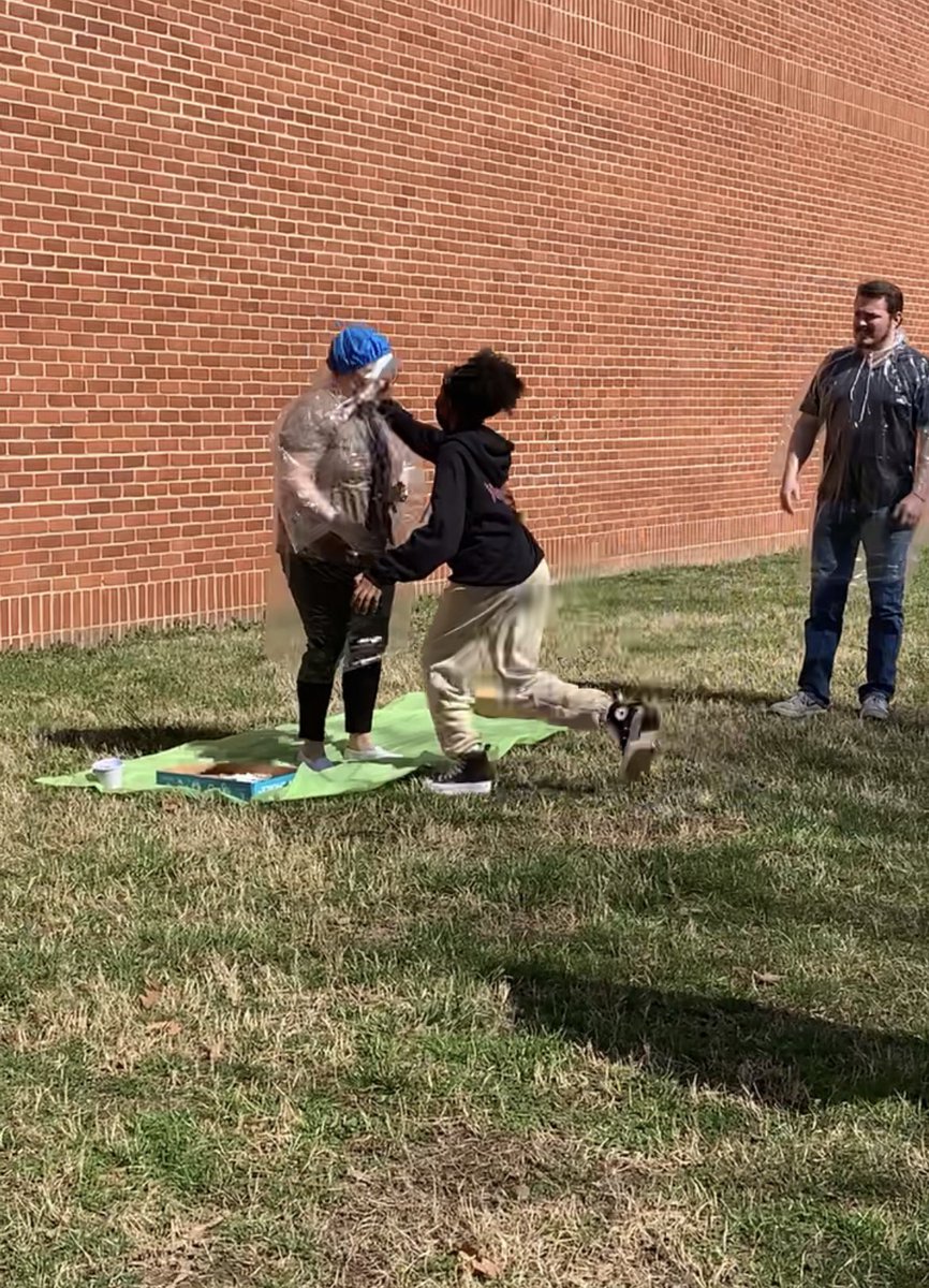 ommsaacps's tweet photo. A little #PiDay fun at #TheMill. These 8th grade teachers were great sports! Not pictured, yummy 🥧 and pi bracelets! 3️⃣.1️⃣4️⃣ was celebrated severa ways today. We’re always having fun! https://t.co/5nkjtNOROz