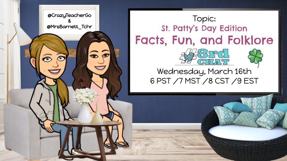 MrsBarnett_Tchr's tweet photo. 🍀 Join #3rdChat this Week for a St. Patrick's Day Edition of...

Facts 🗝️ Fun 🌈 and Folklore 🐲

#CUEcreativityLN #FlippedLN #WeAreCUE https://t.co/zO4TYRKjEo