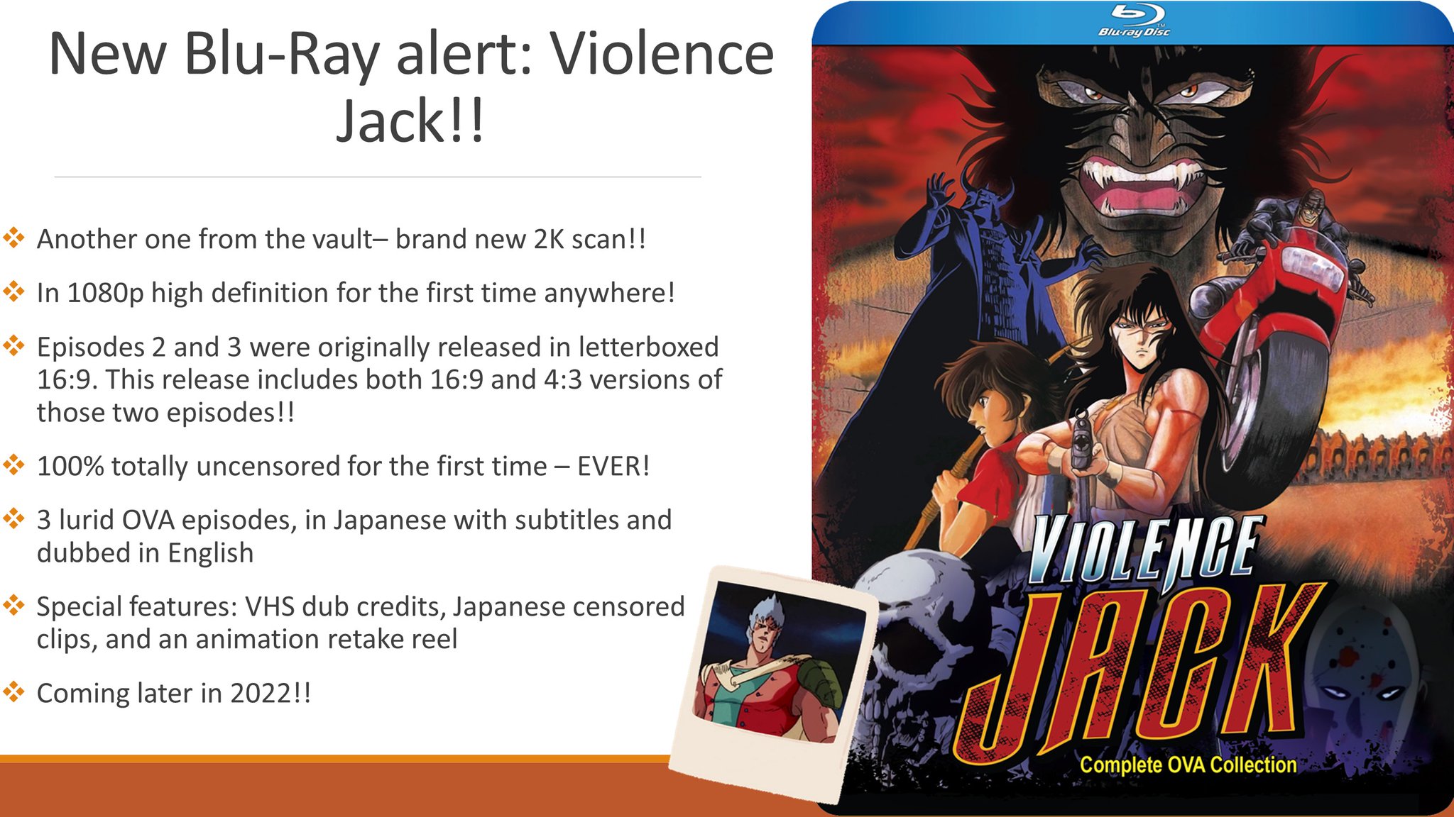 💿Discotek Media on X: "Violence Jack has gotten a brand new remaster from  new film scans. Episodes 2 & 3 are both widescreen & fullscreen. Subbed &  with the vintage dub. The