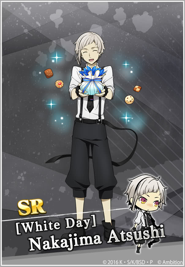 bungotales's tweet photo. The White Day Gift Missing Persons Event is back!💝 Clear specific stages for a chance to get your hands on SR [White Day] Nakajima Atsushi♪
Higher difficulty means a higher chance for drops!

Event ends March 28th 4:59 UTC https://t.co/iRwa1tTn0G