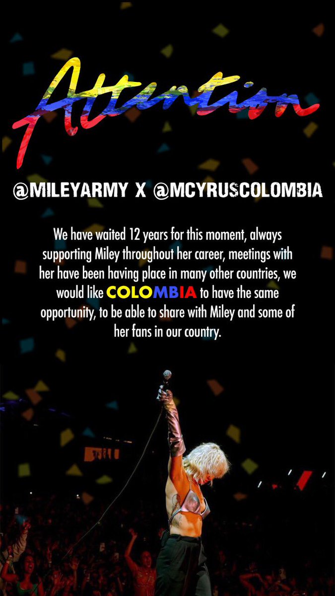 MCyrusColombia's tweet photo. Colombian Smilers! This is our opportunity to let Miley know how much we support her 🔥 @MileyArmy @oliviarudensky @mileyworld https://t.co/Bc0gfBS1fS