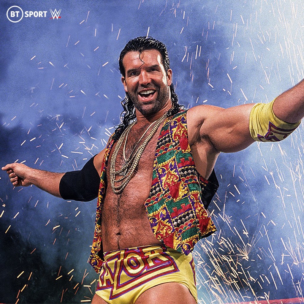 bp_215's tweet photo. Man this one really really sucks. This dude was in my top 5 favorites of all time. Still to this day there aint nobody cooler to ever step into a ring than Razor Ramon. One more time for the bad guy. #RIPScottHall 😔 https://t.co/Ph8ag4iLAb