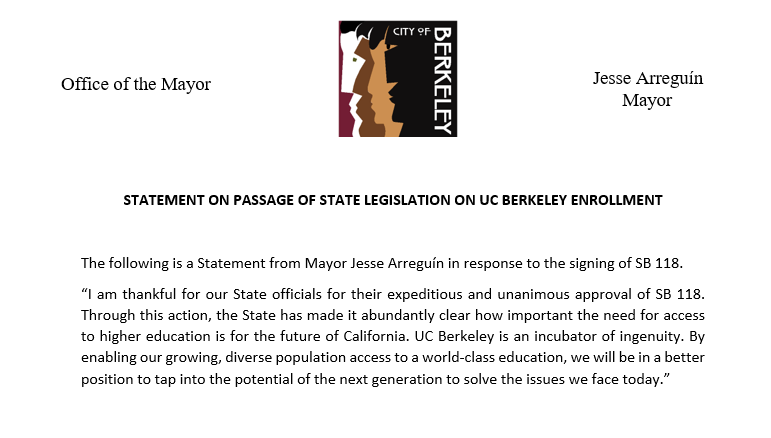 JesseArreguin's tweet photo. By passing #SB118, the State has made it abundantly clear how important the need for access to higher education is for the future of California. My full statement below.
https://t.co/HImTvDDe4d https://t.co/ZbXrTL90X7