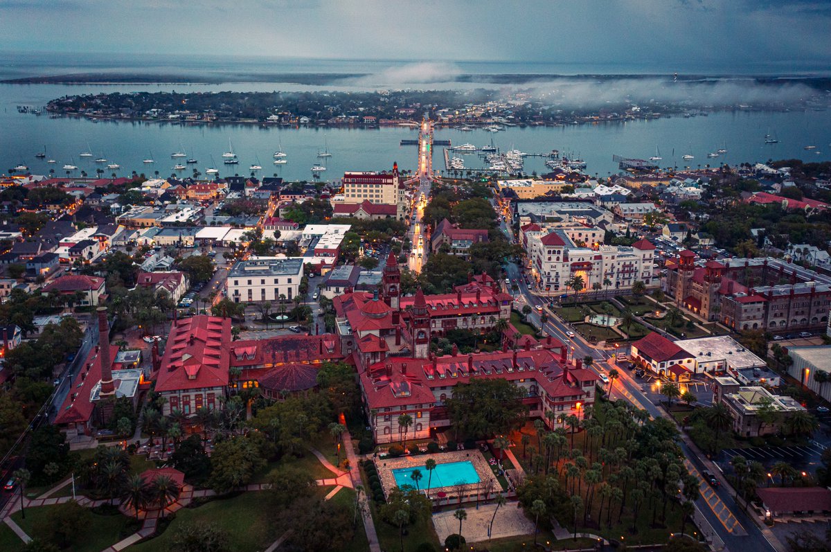jmojax08's tweet photo. Wet and gloomy but still beautiful
@ActionNewsJax 
#dronephotography
#bluehourphotography
#StAugustine https://t.co/VjsFRslV7H
