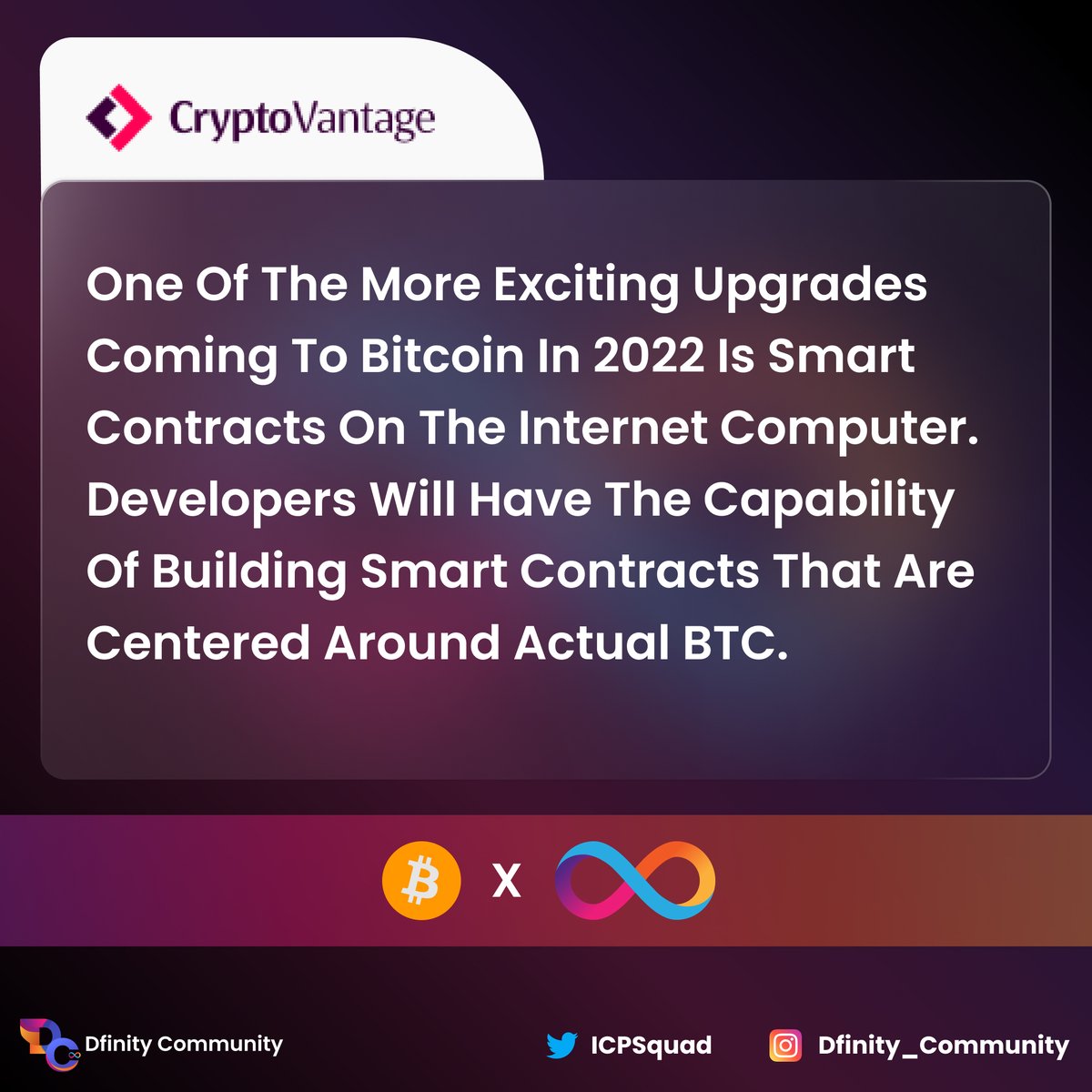 ICPSquad's tweet photo. The future is #BTC and #IC together! 🚀

Hit that 🧡 and RT to let the cryptoverse know! https://t.co/JbKrjZzTZB