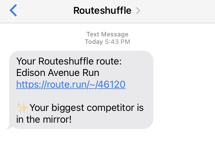 New feature: quickly send a text message to yourself with a route’s URL.