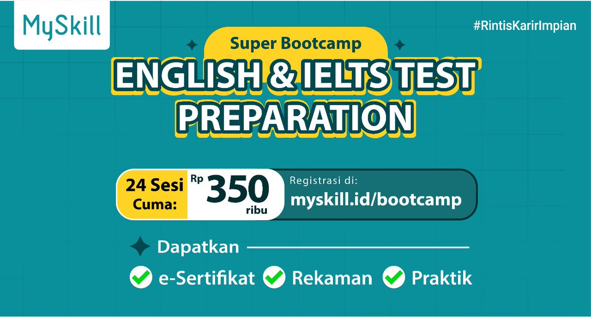 wirdakhoerun's tweet photo. 🔥 Kelas Intensif IELTS : 24 Sesi Hanya 350k! 🔥

💠 Tutor:
- M. Hamzah (Master Student at University of Tsukuba, Japan)
- M. Faiz S (Master Graduate from Lund University, Sweden)

🕣 Jadwal:
16 Apr - 16 Juni 2022

💠Pendaftaran di:
https://t.co/Mw1XXPLG9N https://t.co/kpjkeUr62j
