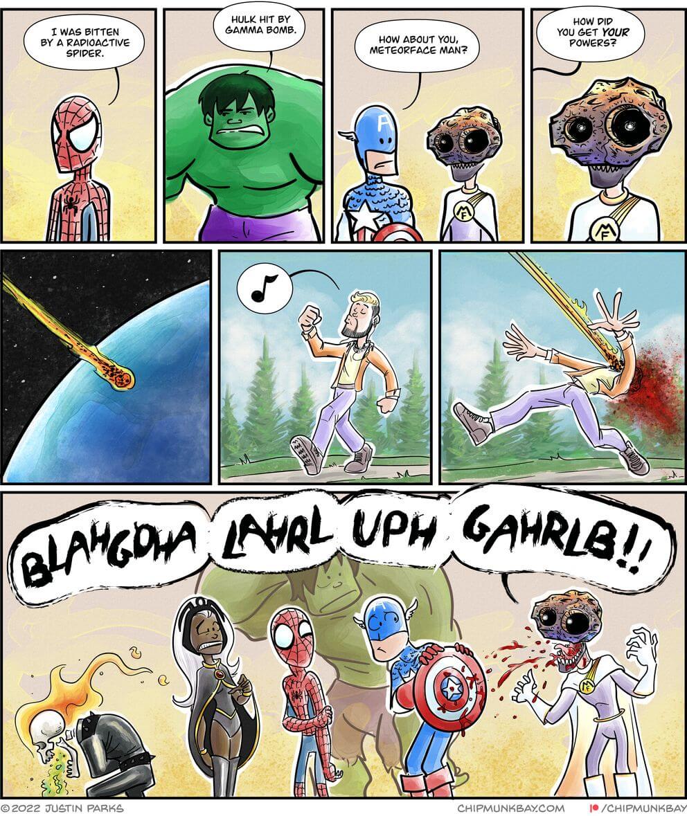 [New comic]  Meteorface Man chipmunkbay.com/comic/2022-03-…