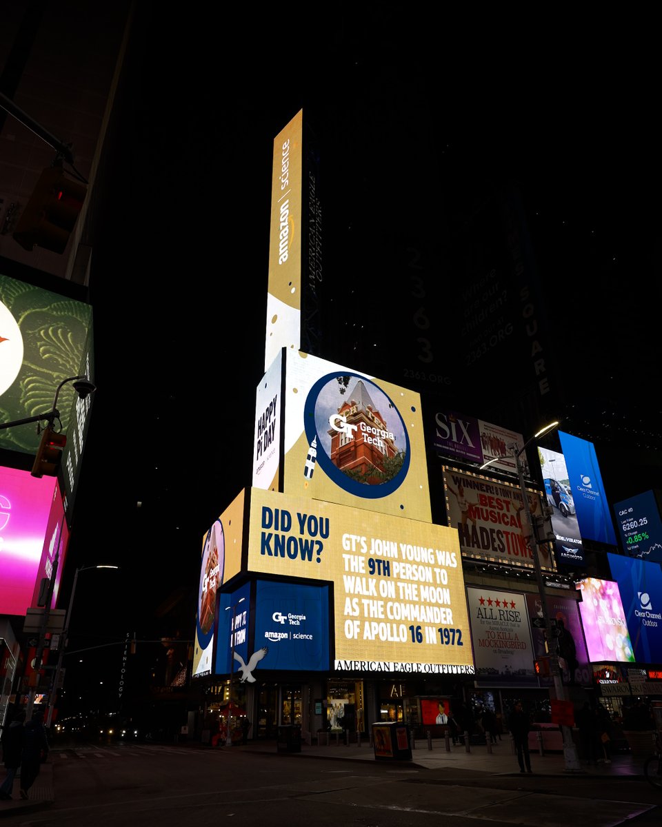 GeorgiaTech's tweet image. Check this out: Tech Tower lighting up New York City's Times Square tonight as @Amazon celebrates scientists, engineers, and mathematicians on #PiDay.