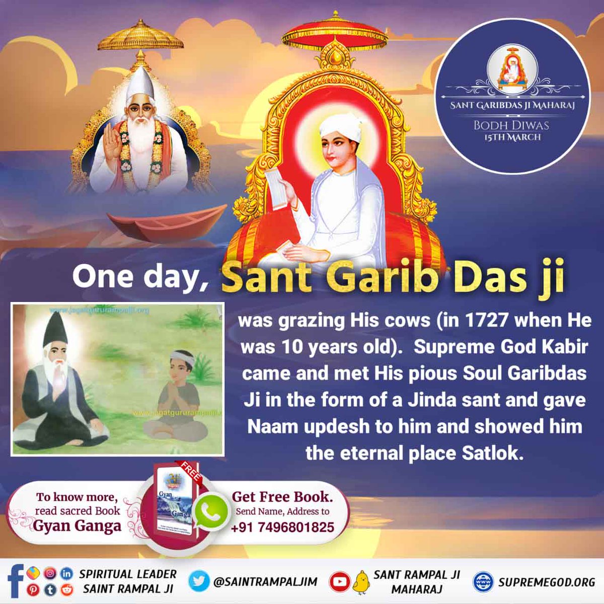 #SantGaribDasJi_BodhDiwas
 Sant Garibdas ji's realization day
 On Falgun Sudi Dwadashi in the year 1727, Sant Garibdas ji received a sermon, the evidence of which is found in Kabir Sagar. The twelfth sect is the Garibdas Panth.