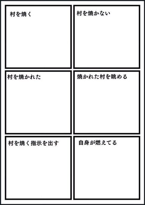 #いいねくれたフォロワーさんを村を焼くと村を焼かないで分類する
 原稿の息抜き(相互さんのみで) 