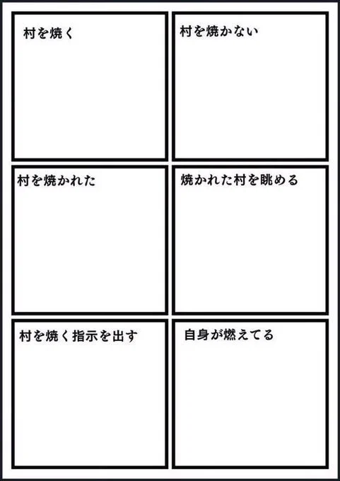 #いいねくれたフォロワーさんを村を焼くと村を焼かないで分類する
 原稿の息抜き(相互さんのみで) 