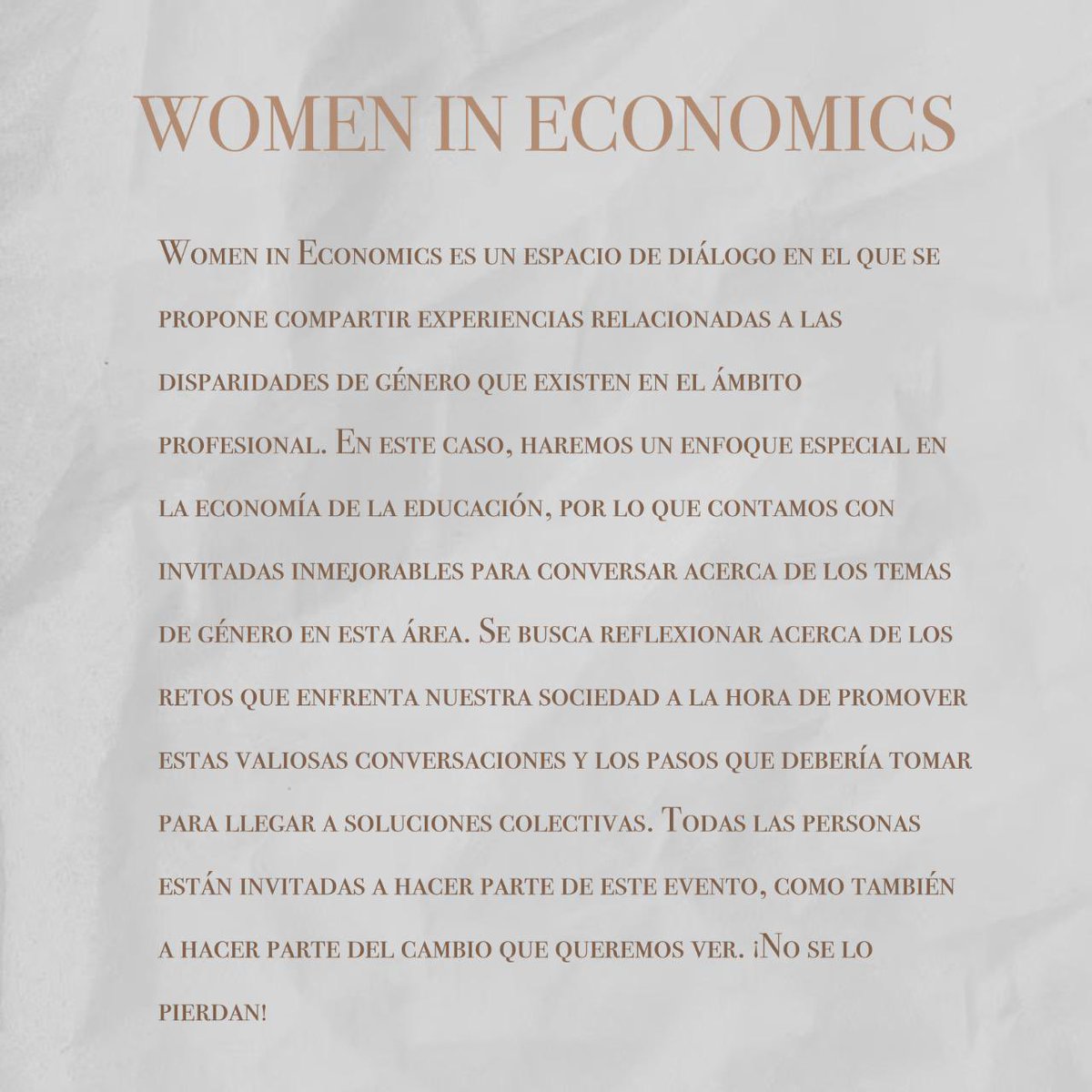 endeudauniandes's tweet photo. Llega nuevamente "Women in economics" para que podamos cuestionar, de la mano de algunas de las economistas más brillantes del país, las brechas de género en el ámbito educativo. Contaremos con la participación de @marialopezuribe @JimenaHurtado @luzka_abadia @YanethGiha https://t.co/NDK6k0DnfW