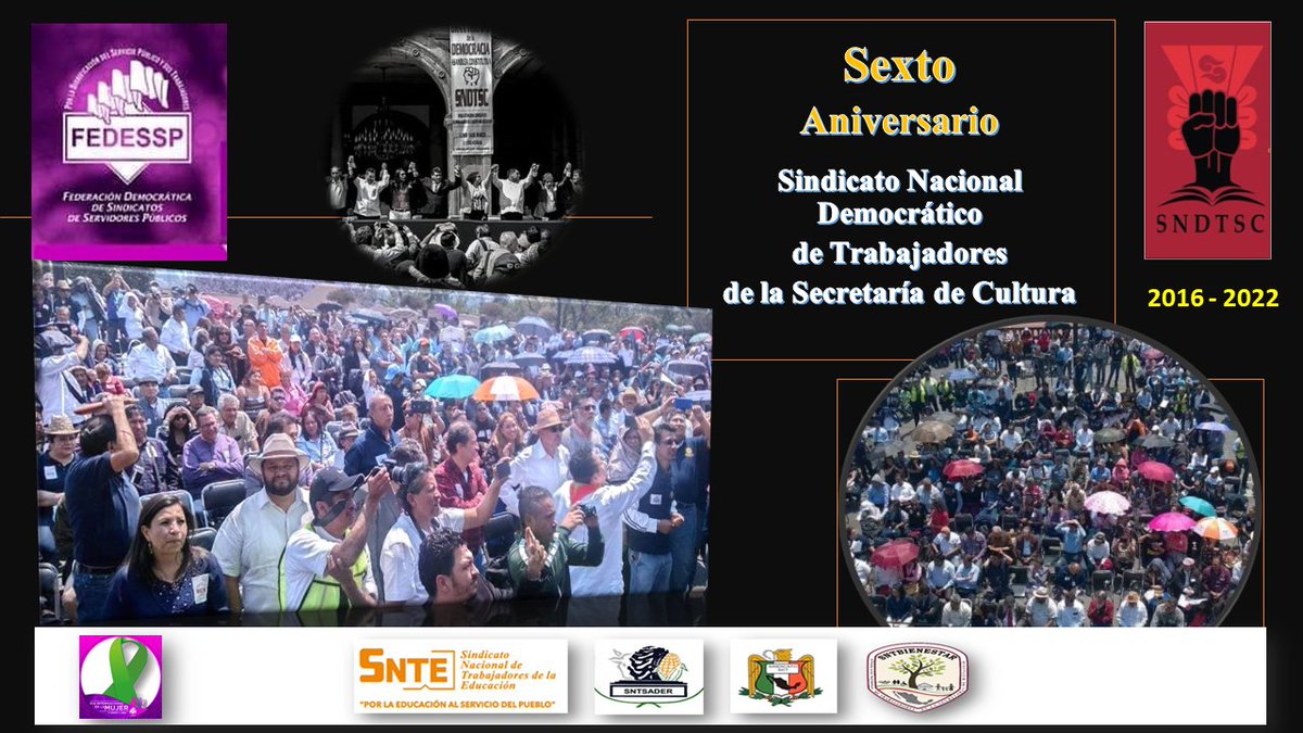 FedesspN's tweet photo. Nos unimos al regocijo de nuestras compañeras y compañeros del @cnc_sndtsc en el Sexto Aniversario de su creación.
”Por la Dignificación del Servicio Público y sus Trabajadores”
@agusaviles1 #SNTSADER @SNTSCT @marudavalos29
#TodosSomosUno
#Enterate
#14DeMarzo
#NoBajesLaGuardia https://t.co/sDo6RthA3l