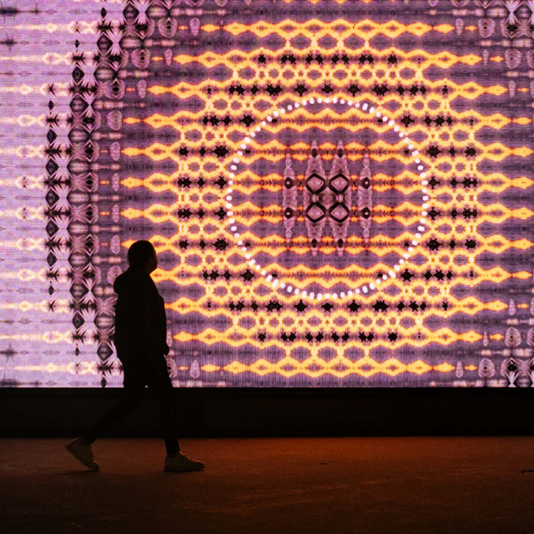 LeahBarclay's tweet image. Beeyali is currently screening at @AdelaideFesCent w/ @IlluminateAdl and @__ANAT (closes this weekend).

The work wraps around the building and can be seen from anywhere outside, so check it out if you're in Adelaide this week 😊

anat.org.au/program/new-li…