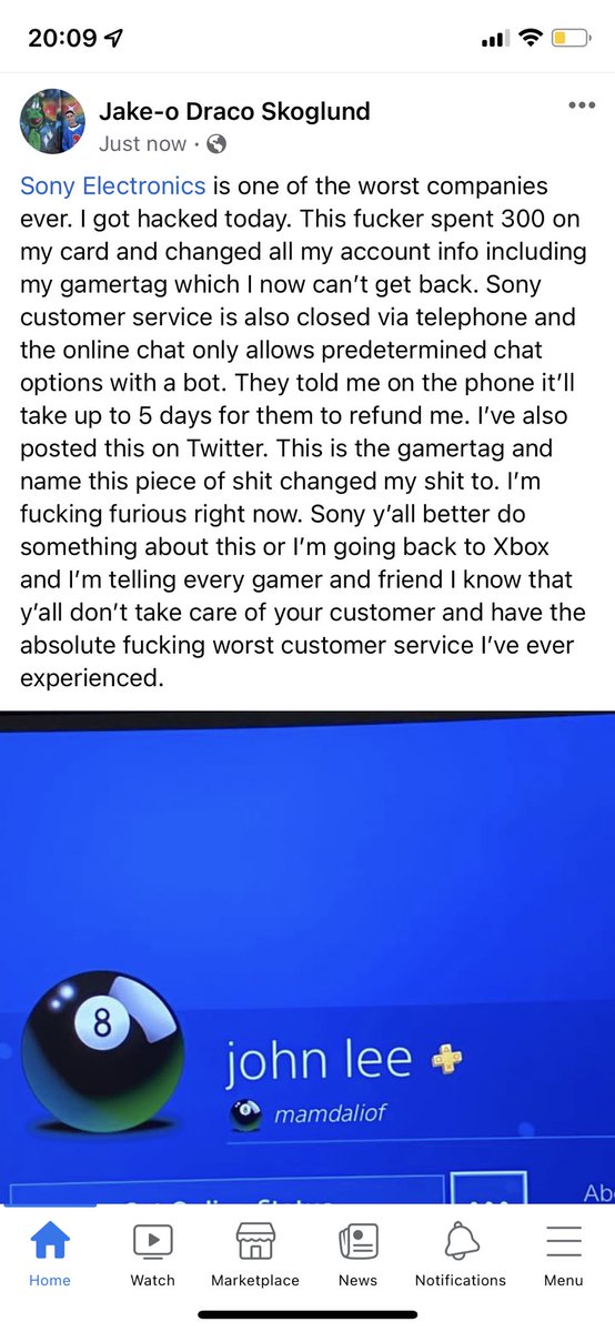 JakeSkoglund2's tweet photo. @Sony @PlayStation @AskPlayStation as of right now I am not a happy PlayStation user…and I was really considering dropping some of my tax return on a 5… https://t.co/Vu9QJzgyIB