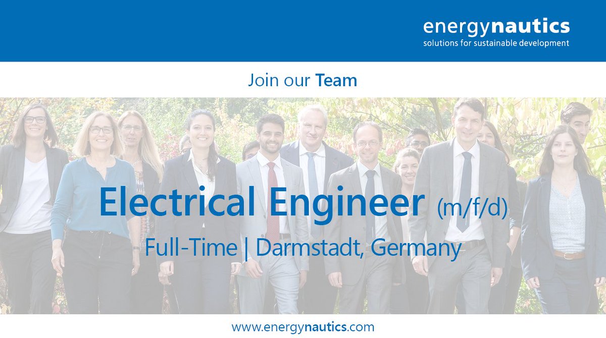 #Job 
We are hiring: Electrical Engineer// Ingeniería Eléctrica (m/f/d)
- Full-Time
- Darmstadt, Germany
#Joboffer: energynautics.com/en/jobs/electr…
Spanish Speaking Engineer: energynautics.com/es/empleos/hab…

#WeAreHiring #Recruiting #career #ElectricalEngineer #IngenieríaEléctrica