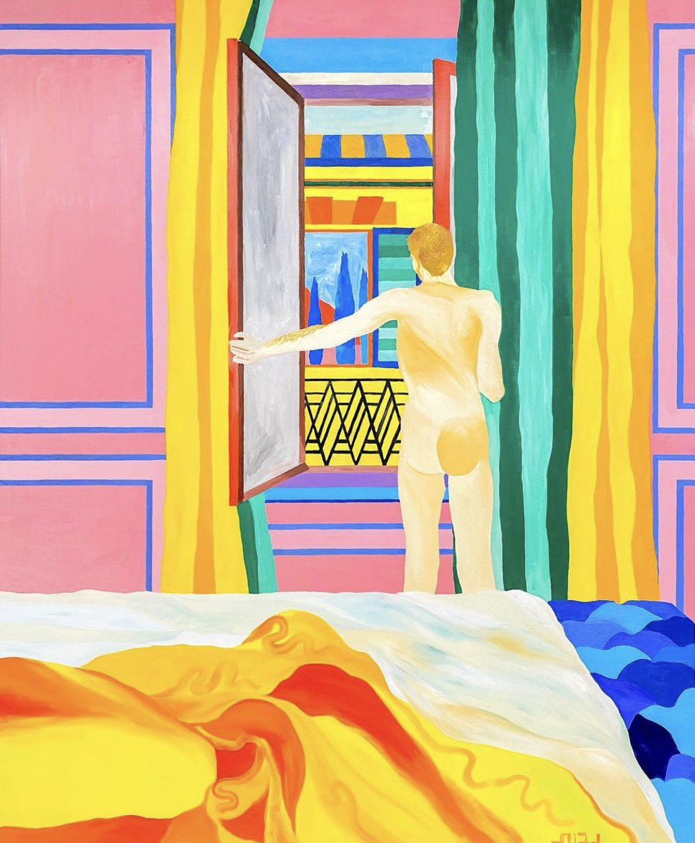 Talkart's tweet photo. 🎨✨New @talkart! We meet Berlin based artist #NavotMiller to discuss new solo exhibition at WESERHALLE in Berlin, 'Colourful, homo, great.', a series inspired by the artist’s recent travels interwoven with the artist’s multilayered identity! Listen free: https://t.co/TC05JocRVg https://t.co/8uuS5w1seo