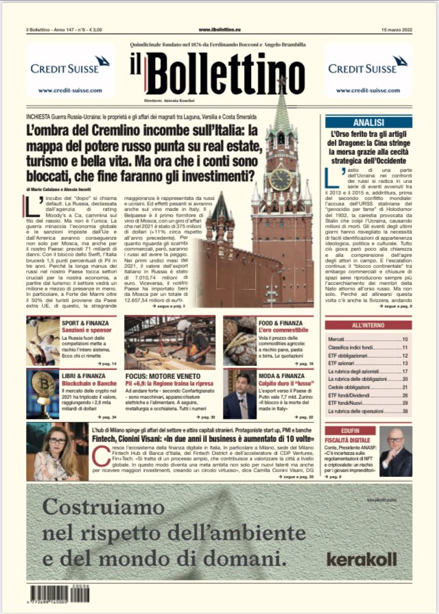 📯 La prima pagina di oggi. Cerca la tua copia in edicola! 🗞 #RussianUkrainianWar #Cina #fintech #Bitcoin #fashion #Champions #basket #volleyball #SerieA #russia #Ucraina️ #cereali #grano #cereales #pane #birra #pasta