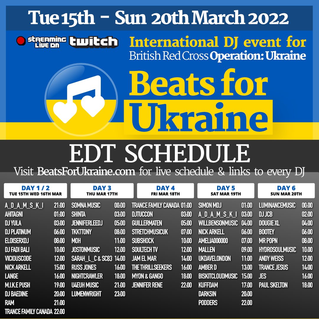 ahitagni's tweet photo. I am happy and honoured to be part of #BeatsForUkraine event with international DJs united to support @BritishRedCross operation #Ukraine make sure you check out https://t.co/s2dCtGpZMV for lineup in ur time zone and links to watch all the DJs. https://t.co/Y46ID1XQDk