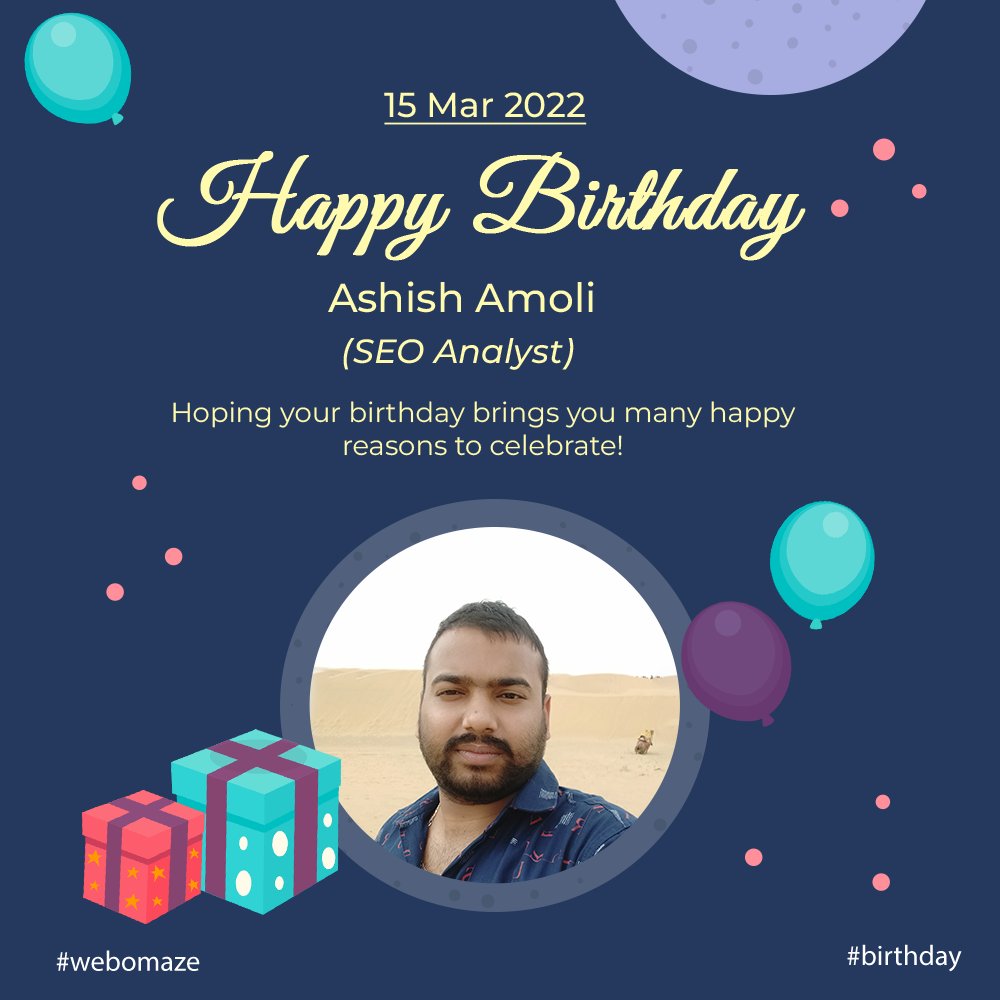 Webomaze's tweet photo. #webomazians wishing you a very #HappyBirthday Ashish Amoli

Hoping your birthday brings you many happy reasons to celebrate!

#party #celebrations #webomaze https://t.co/txq0DGqf0E
