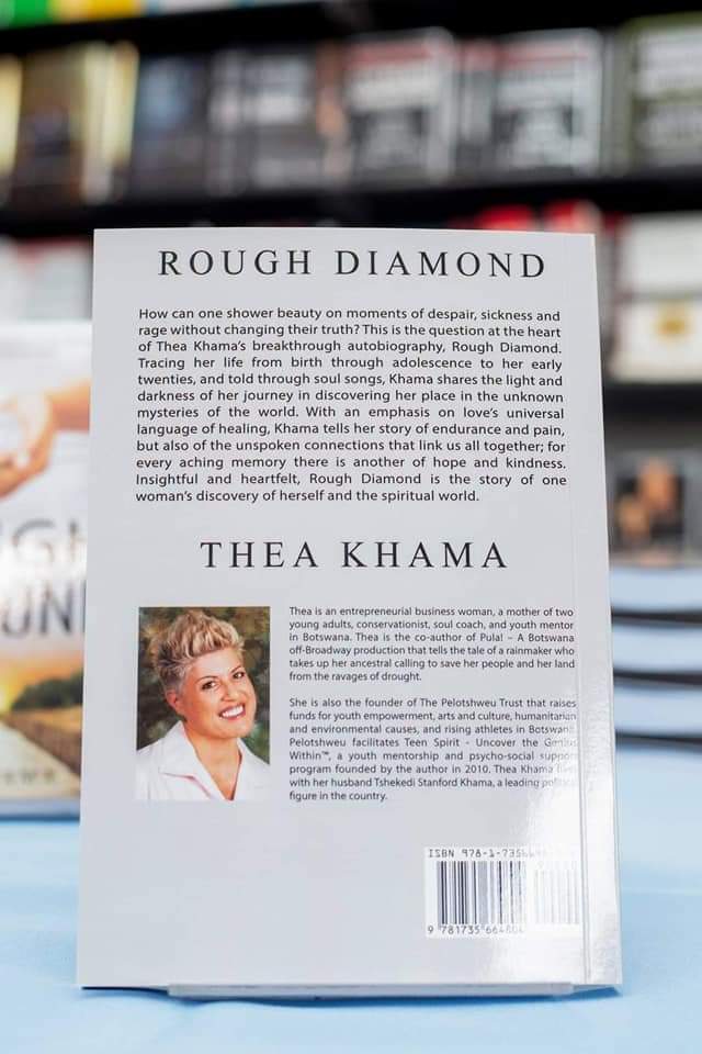 TheaKhama's tweet photo. ..Jazella's (Maun), @ExclusiveBooks stores in South Africa (Killarney, Bedford View, Rosebank &amp; Mall of Africa), to purchase Rough Diamond💎.

#Author  #LifeCoach #Mentor 

https://t.co/xim237dGmV / thea@theakhama.com 

Love 💞 always, Thea. https://t.co/5LMei9QyUB