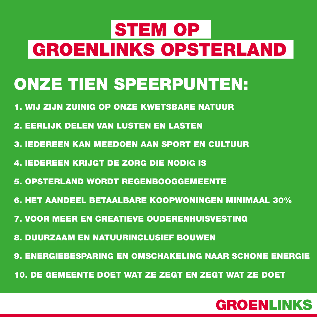 Vandaag en morgen mogen we stemmen! Dit zijn onze standpunten. Kijk verder op opsterland.groenlinks.nl
#stemgroenlinks #opsterland