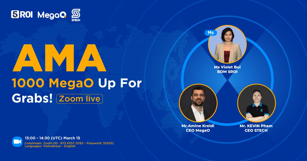 5roiglobal's tweet photo. 🔥Let's Join AMA About @OfficialMegaO To Get Attractive Rewards up to 1000 MegaO
💰1000 MegaO Up For Grabs➡️ https://t.co/GKgjZP5T6o
⏳Program start time: 13:00 (UTC) Tuesday, March 15, 2022.
#5ROIGlobal #5ROIexchange #STECH #MegaO #AMA #Airdrops #March https://t.co/3KIfhLIjsU