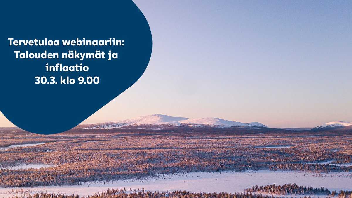 Webinaarissa keskustelemme talouden tunnelmista Suomessa ja maailmanlaajuisesti.  Mukana keskustelussa ovat päämarkkinaekonomistimme <a href="/jarvinen_jari/">Jari Järvinen</a> ja osakejohtajamme Janne Yliheikkilä!

Nähdään 30.3. klo 9.00 linjoilla! Ilmoittaudu mukaan⬇️

lyyti.fi/reg/webinaari0…