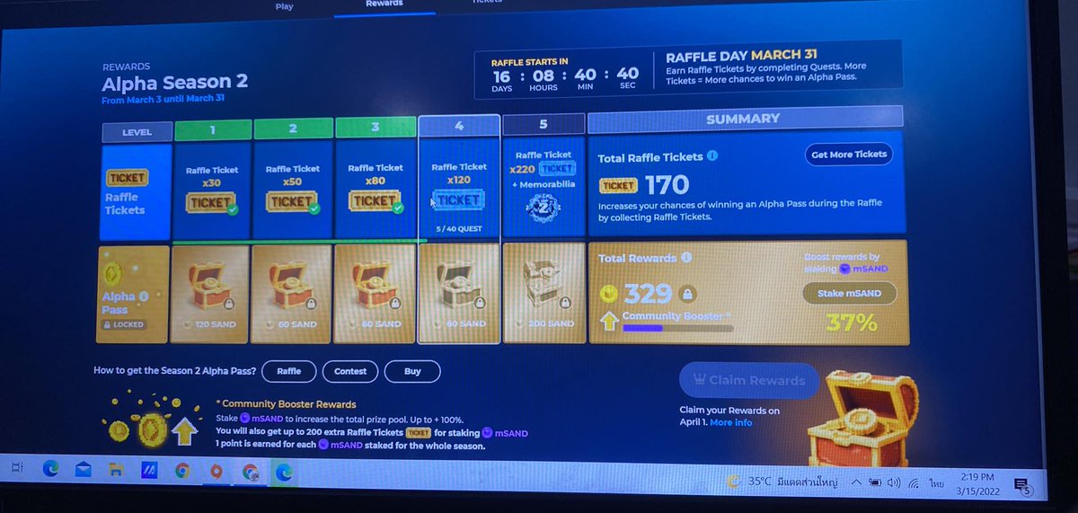 tanic__'s tweet photo. @TheSandboxGame I just participated in the daily #SandboxAlphaS2Contest for a chance to earn up to 1,000 $SAND! Starting March 14 -  Show your Raffle Tickets. Check out my screenshot below! 👇 #SandboxAlphaS2 https://t.co/gvLwgCUD3J