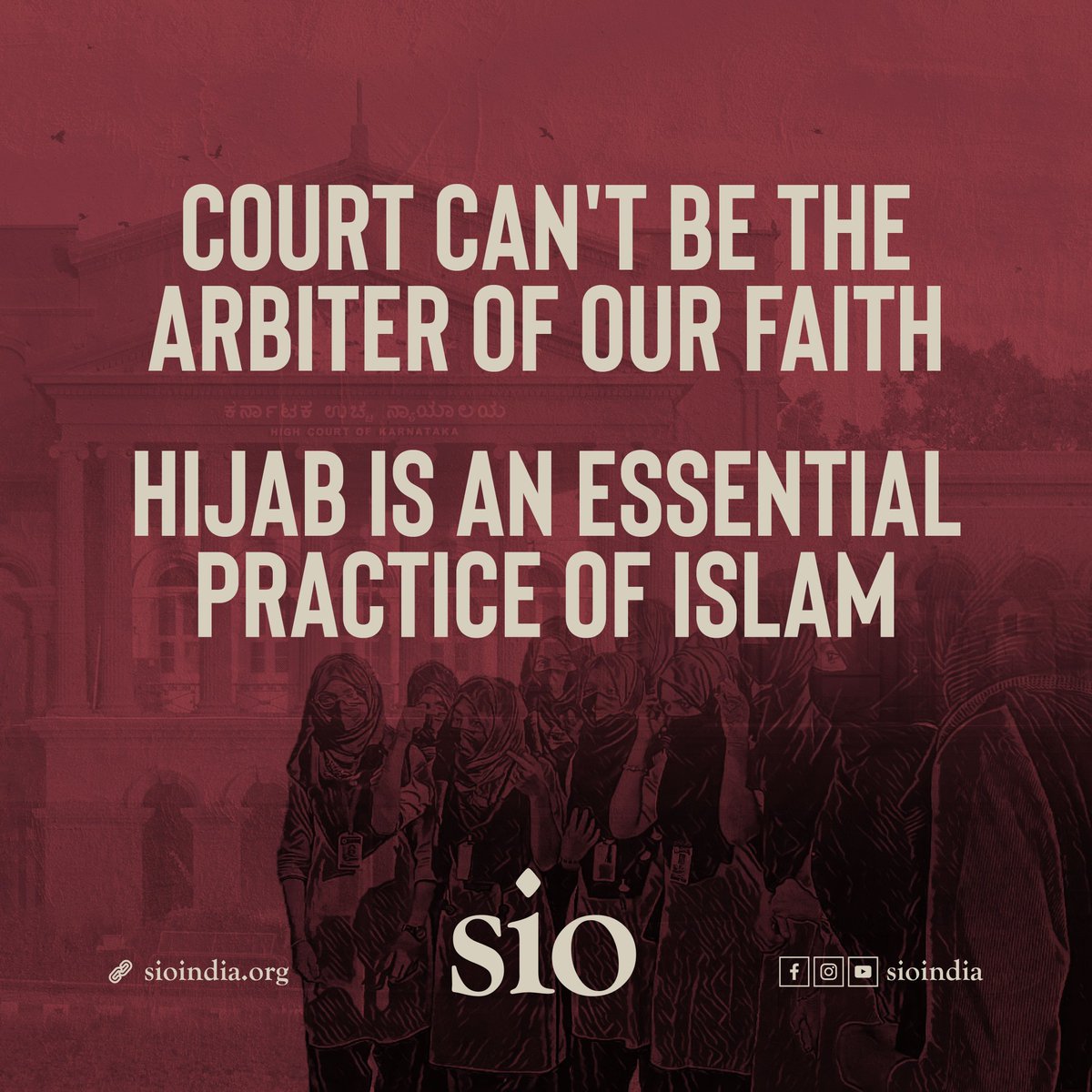 We don't believe that it is the job of courts to interpret what is essential or non-essential about any faith. We stand with all Muslim women students who are aggrieved by the GO upheld by Karnataka High Court. We are currently seeking legal opinion on possible remedies. #Hijab
