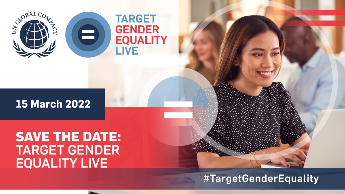 GlobalcompactSA's tweet photo. Happening today! Join us for the UN @globalcompact's Target Gender Equality LIVE at 12pm SA time. 

Join here: https://t.co/shoGCHWTE0
#Unitingbusiness https://t.co/sZrMJy70n9