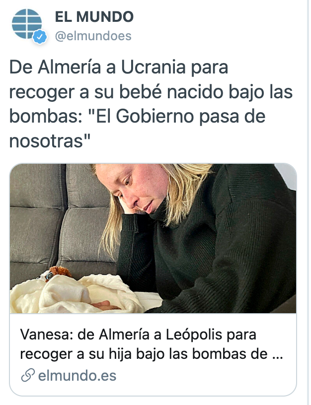 - No es su bebé.
- El Estado no debería pasar, sino juzgarlos.
- La madre del bebé, de usar y tirar, pasará el duelo en medio de una guerra.
- Todo gracias a la inestimable ayuda de medios de comunicación que ponen como héroes a explotadores.