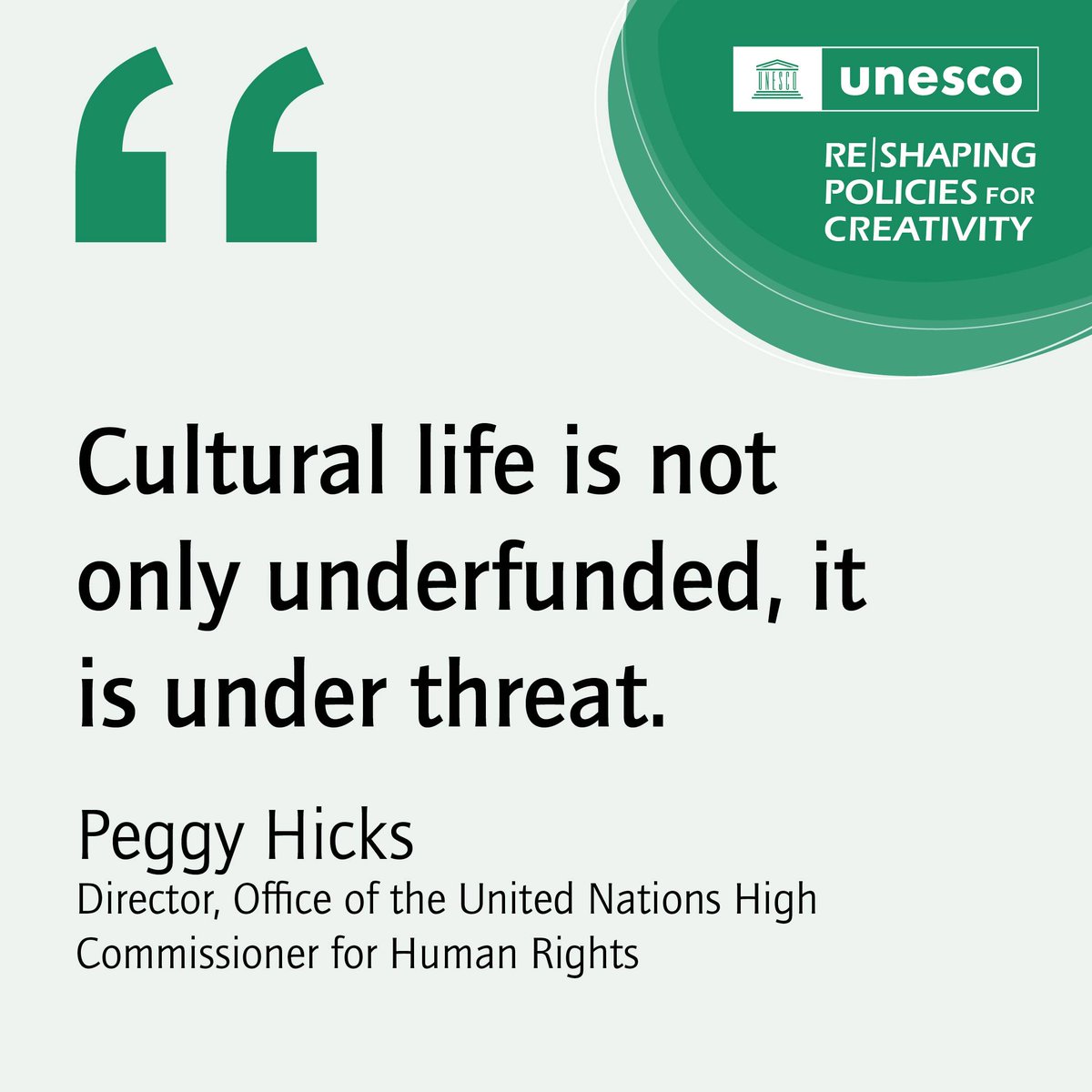 How do we eliminate threats to cultural life? 

Read the new UNESCO Re|Shaping Policies for Creativity report to find out: unes.co/reshaping2022 #SupportCreativity