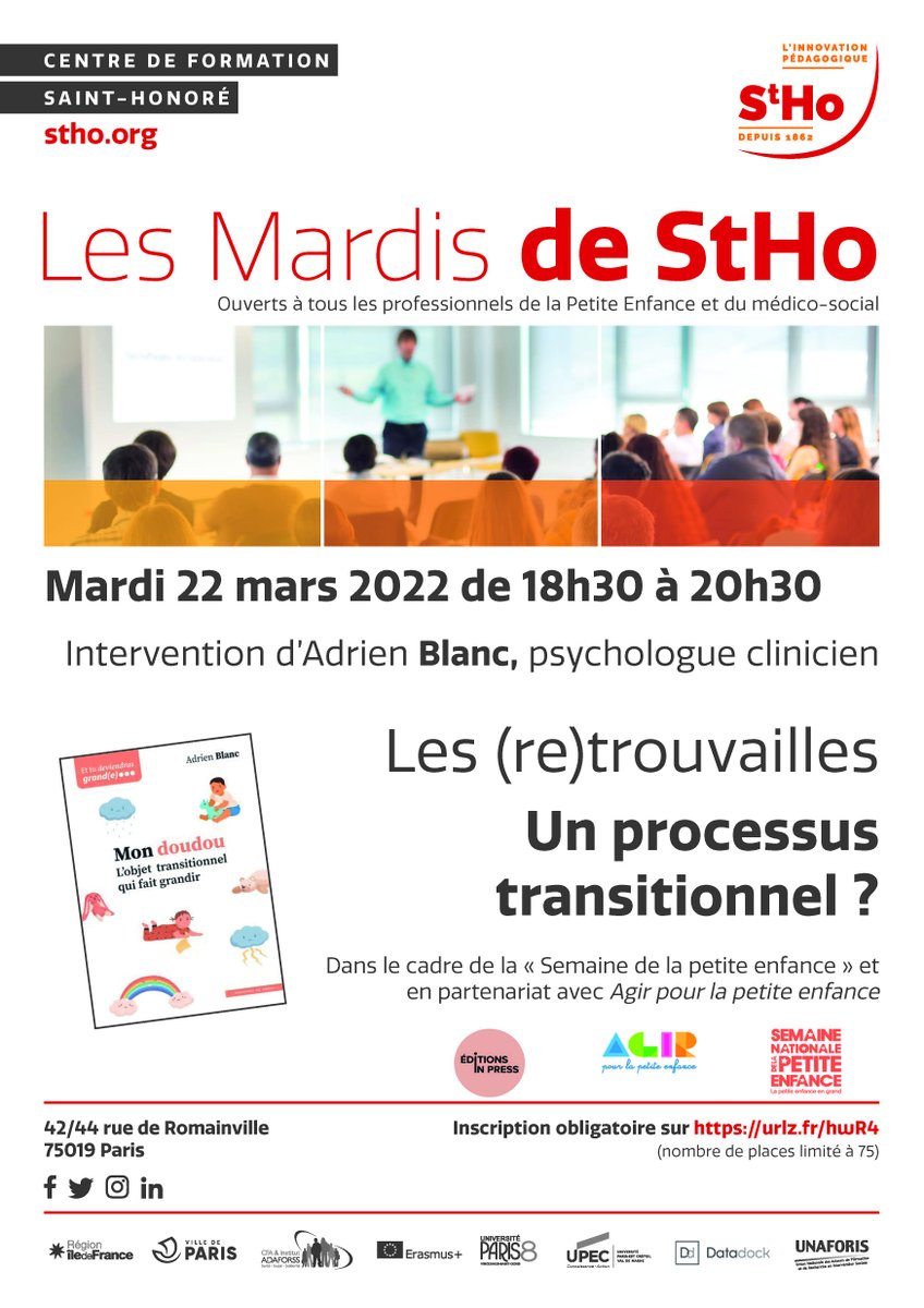 CRD_Stho's tweet photo. 📆 Les prochains mardis de #Stho approchent ! Le nouvel ouvrage d'Adrien #Blanc sera en vente sur place dans le cadre de la Semaine Nationale de la Petite Enfance. N'oubliez pas de vous inscrire 👉🏽 https://t.co/n4huOmMJeA
@SNPEofficielle https://t.co/Gb1JEpl3ox