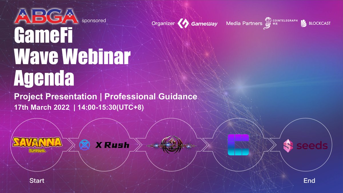 theclubpunks's tweet photo. 👏 3 days counting down for #ABGA #GameFiwave Webinar - collision of ideas between investors and different great projects!

The #Agenda is shown below, #ClubPunks is looking forward to meeting all!
👉March 17th, Thurs, 14:00-15:30 （UTC+8)
Let’s bring #GameFi to next level 🌊 https://t.co/l2jp2wi6FW