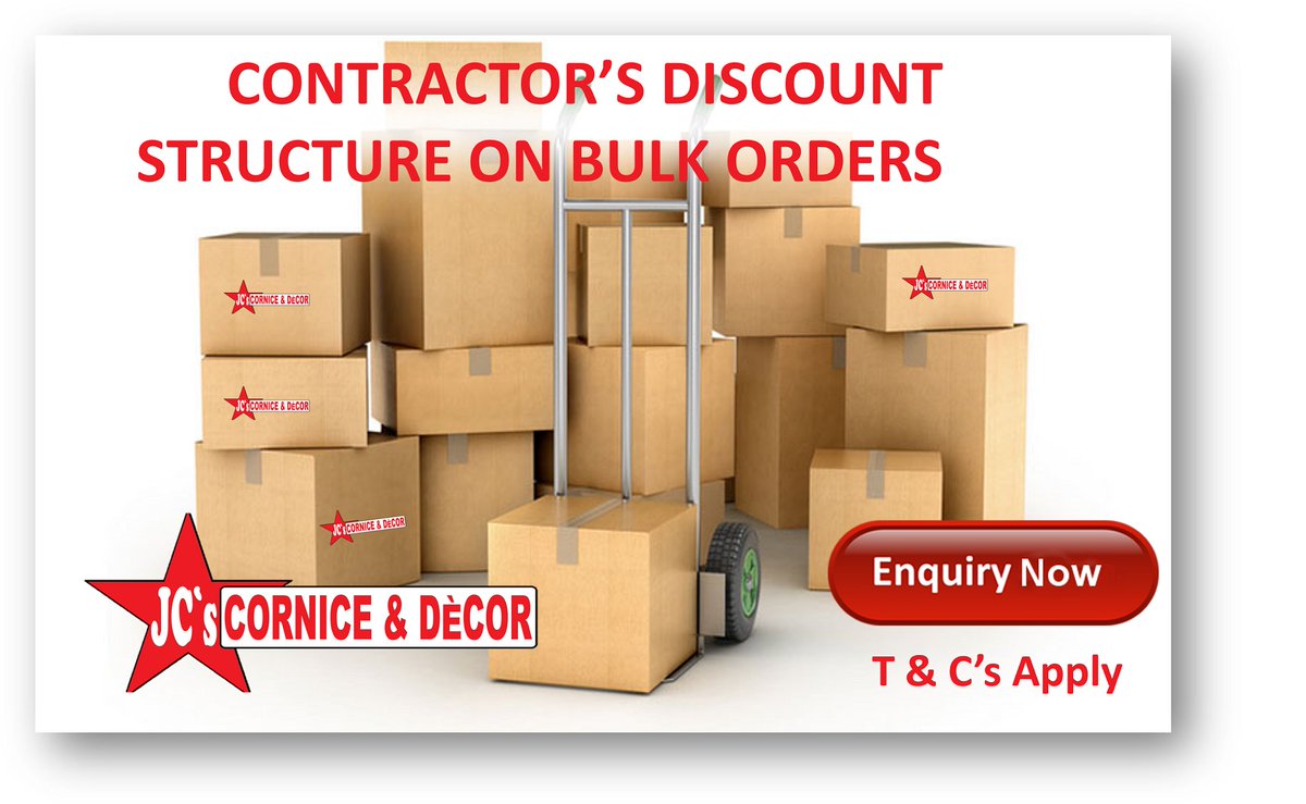 MstarProduct's tweet photo. JC’s Distribution Centre offer’s all Contractor’s a discount structure when purchasing in bulk. Please chat to any of our store manager’s for more details on how you can apply. Alternatively you can send an email to
craig@jccornice.com to start the approval process. https://t.co/vUNI8ecQ8P