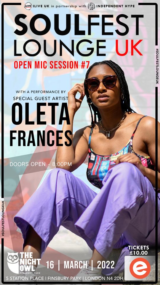 hype_unsigned's tweet image. iLive UK &amp;amp; Independent Hype presents
The Soulfest Lounge UK - Open Mic Sessions #7

Ticket link in bio or eventbrite.co.uk

Artists @justfrancesrobinson

Join us to hear &amp;amp; see some of the most inspiring upcoming independent artists perform live, 

eventbrite.co.uk/e/soulfest-lou…