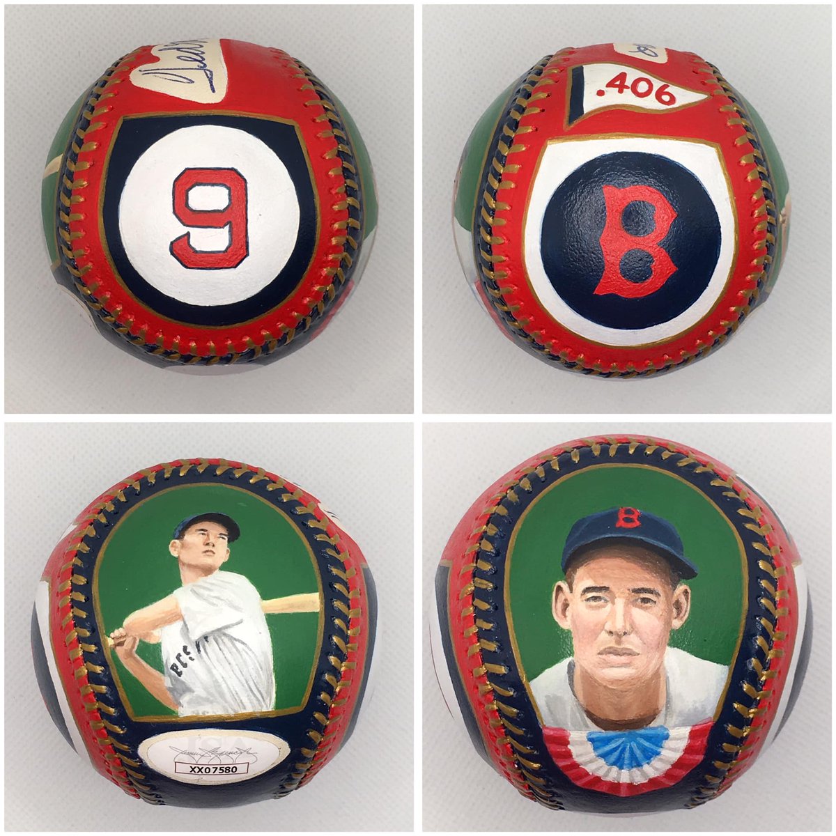 AgFredricksen's tweet photo. Ted Williams hand-painted auto'd ball- Commissioned. 
@MLB @RedSox 
 #tedwilliams #redsox #bostonredsox @boston #fenwaypark #baseball #baseballart #mlb #vintagebaseballcards #cardcollecting #baseballhalloffame #cooperstown https://t.co/YaZe5Yy7yE