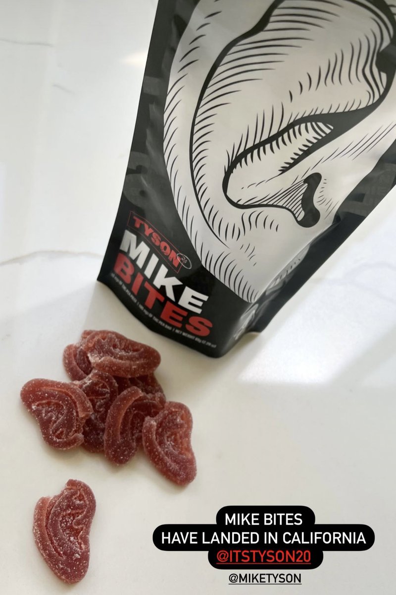 BoxingKingdom14's tweet photo. Mike Tyson’s weed company is making edibles in the shape of an ear. Genius. https://t.co/a7M6SQnme3