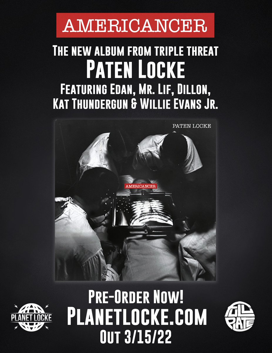 New @PatenLocke album drops TONITE at MIDNITE. #Americancer #PatenLocke PlanetLocke.com