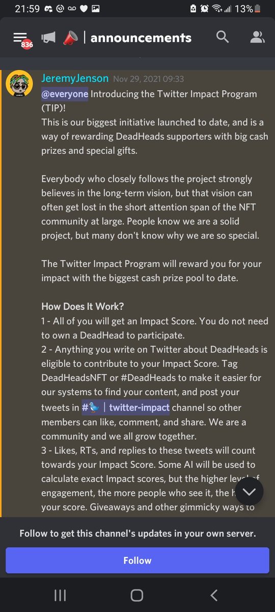 NackMurphy's tweet photo. Wen #leaderboard? Soon
@DeadHeadsNFT giving away $100k for helping spread the word and bring new eyes to the project.
#skulltroopers mint still live https://t.co/KE11Yer2rJ .1 #eth
Be sure to share it in the #twitterimpact channel in the #discord makes it easier to count https://t.co/YIZE9k7zhr