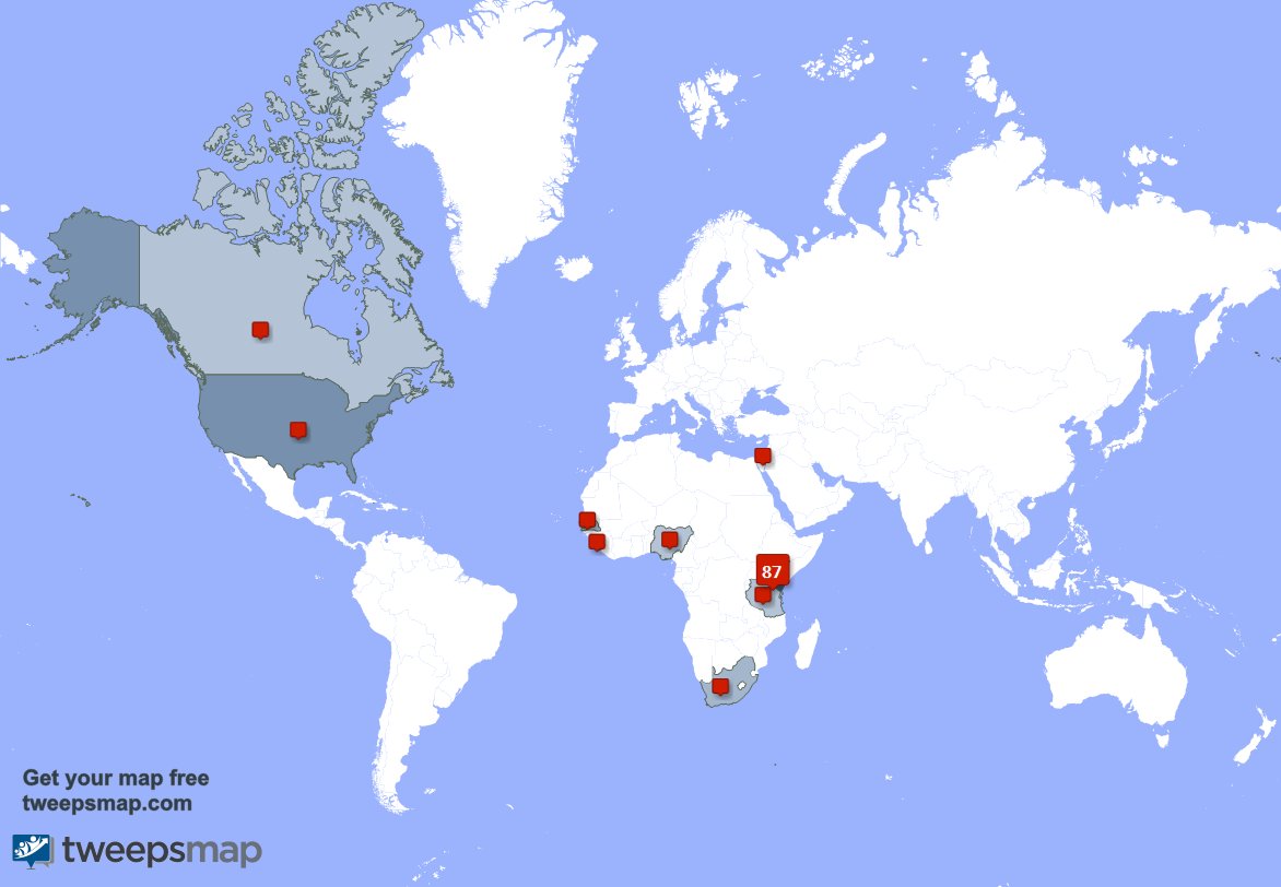 IntercenBooks's tweet photo. My followers live in 9 countries: Kenya(89%), USA(7%)... https://t.co/sjVXgBBp7B
Get your free map! https://t.co/0Oz9fmF5G8