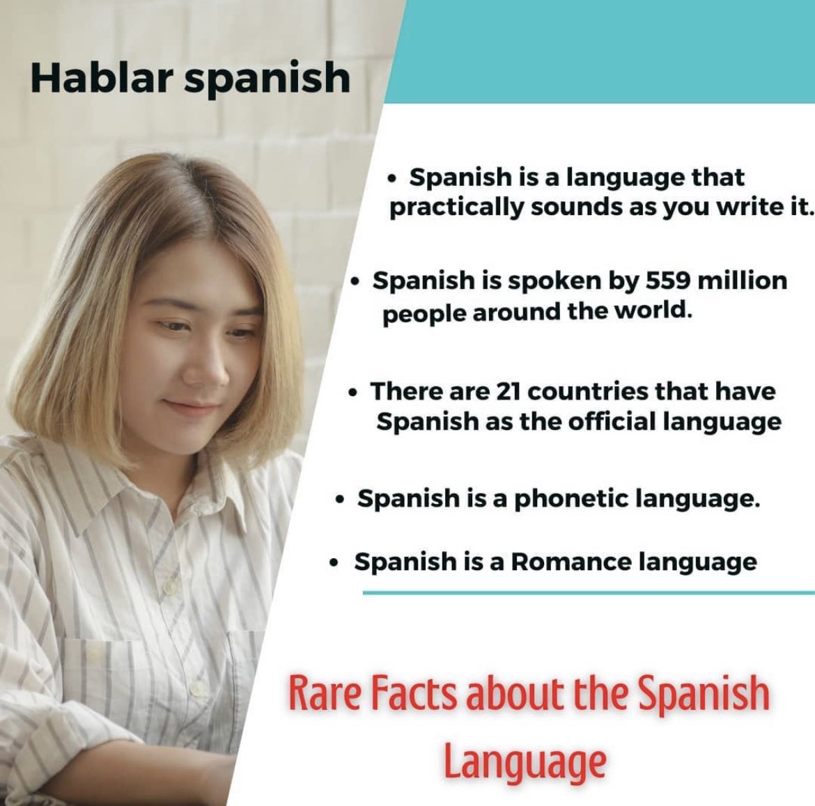 HolaSpanish2022's tweet photo. Rare facts about the Spanish Language 🌟
#spanish #facts #factsdaily #spanishfacts #hablarspanish2022 #doyouknow #didyouknow https://t.co/vSp4yGRRUi