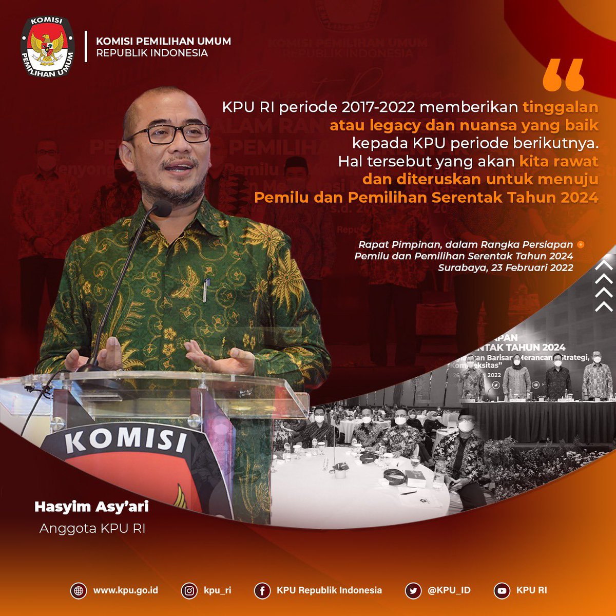 KPU_ID's tweet photo. #TemanPemilih, ini kata Anggota KPU Hasyim Asy'ari pada Rapat Pimpinan dalam rangka Persiapan Pemilu dan Pemilihan Serentak Tahun 2024 

#KPUMelayani
#PemiluSerentak2024 https://t.co/puAzBQws86
