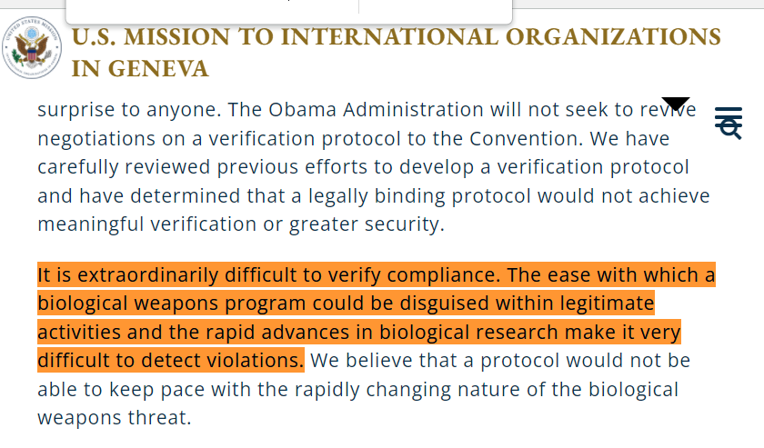 gumby4christ's tweet photo. We're told the bio-labs in Ukraine of course aren't producing bio-weapons. How silly! But in 2009, the US argued that even attempting to monitor bio-labs was useless because bio-weapons programs can so easily by "disguised within legitimate activities." https://t.co/PGH7GHlTDN https://t.co/Q7Gms5R51w