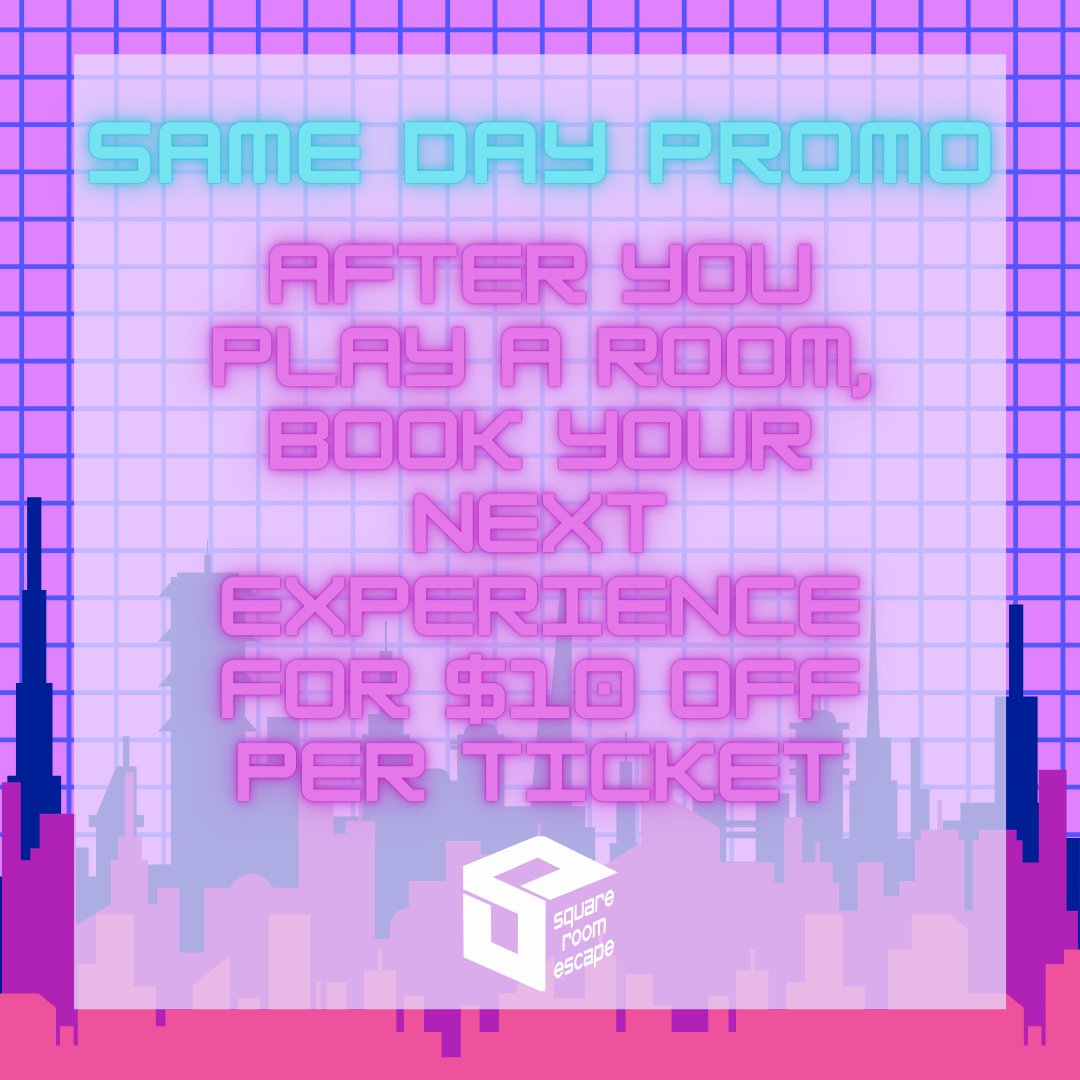 square_escape's tweet image. We are now offering a new deal! Reserve your next experience before you leave and save $10 per ticket! Dont miss out on this great deal next time you play a game with us. #escaperoom #ocescaperoom