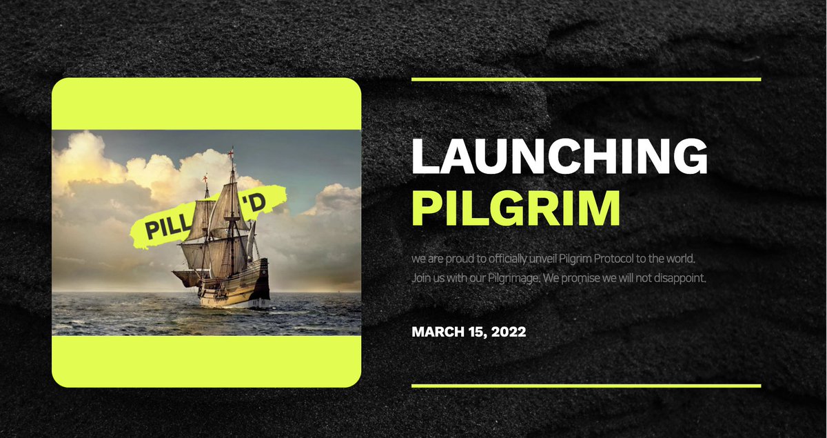 PilgrimProtocol's tweet photo. Pilgrims, we are proud to launch the public beta version of Pilgrim Protocol - https://t.co/ZJEU0P43GL

Please check out the medium article for launch events.

Medium article: https://t.co/dmquVpHgYb
🧵👇 https://t.co/8dRkwwPUGy