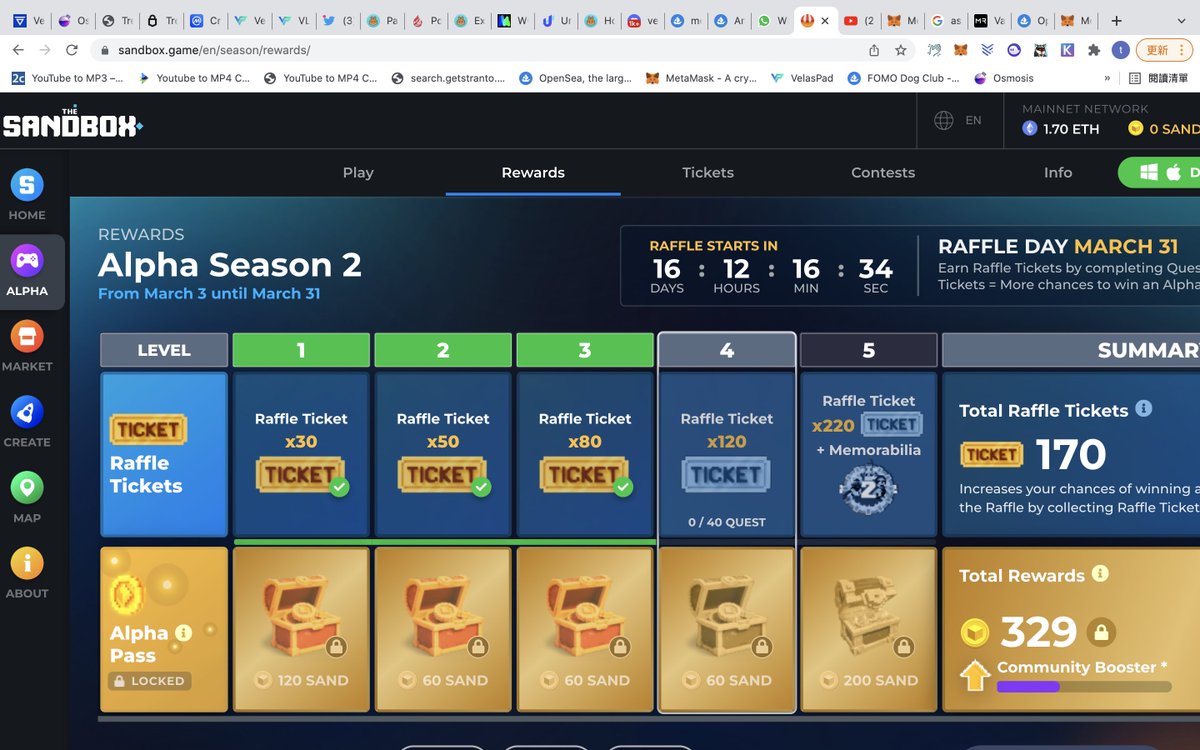 YauTui's tweet photo. @TheSandboxGame I just participated in the daily #SandboxAlphaS2Contest for a chance to earn up to 1,000 $SAND! Starting March 14 -  Show your Raffle Tickets. Check out my screenshot below! 👇 #SandboxAlphaS2 https://t.co/QR05wOcRt0