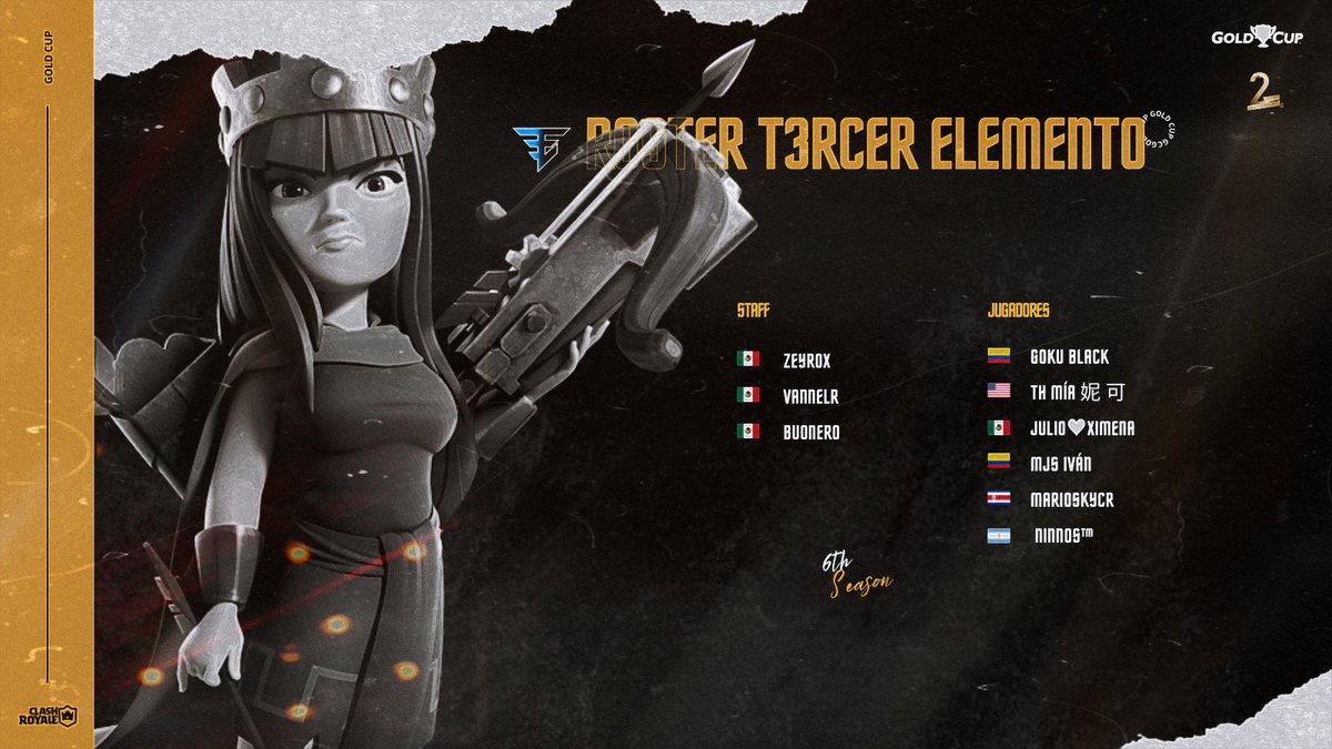 #CR • ROSTER

🔰 | 🇲🇽 | <a href="/T3RElementoeS/">T3R Elemento</a> 

STAFF
🇲🇽 ZEYROX
🇲🇽 VanneLR
🇲🇽 Buonero

JUGADORES
🇨🇴 | <a href="/gokublack829/">Lucy Hdez perez</a>
🇺🇲 | <a href="/MNicole281/">WL Nicole</a>
🇲🇽 | @JulioGodw
🇨🇴 | <a href="/MJSIvan_/">Iván</a>
🇨🇷 | <a href="/geff_el/">El Geff</a>
🇦🇷 | <a href="/NinnosCR/">Ninnos™ 🇦🇷</a>

#GoldCupEN